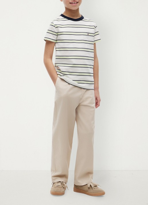 Tommy Hilfiger T-shirt met logoborduring - voorkant 5 multi stripe-0aa / multicolor