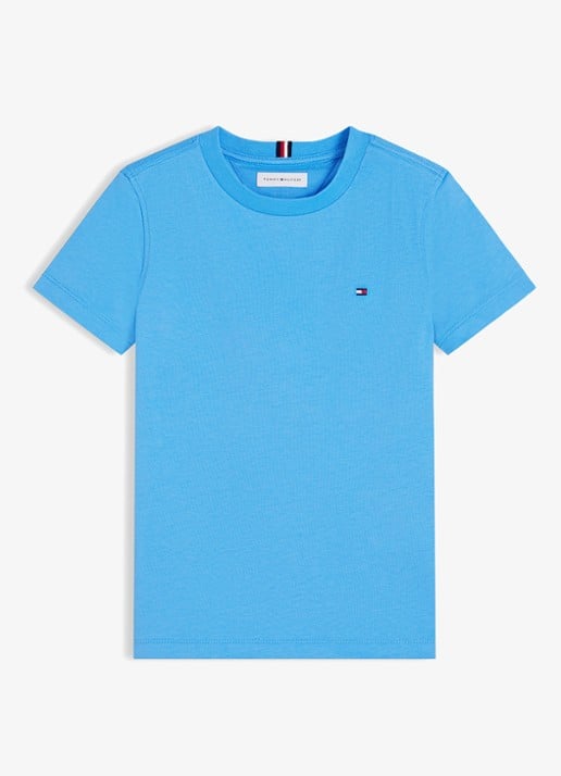 Tommy Hilfiger T-shirt met logoborduring - voorkant blauw