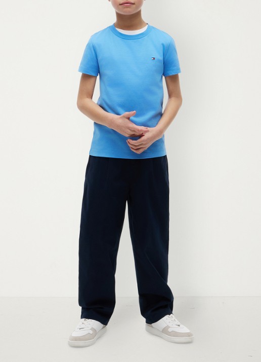 Tommy Hilfiger T-shirt met logoborduring - voorkant 2 blauw