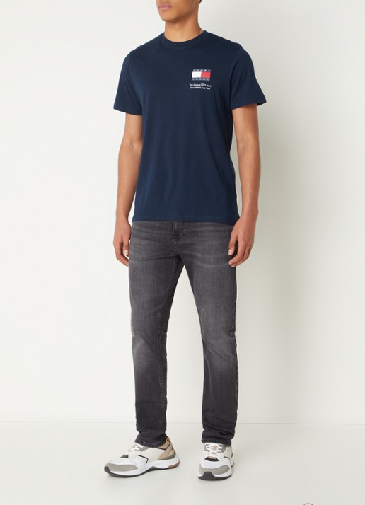 Tommy Hilfiger T-shirt met logoprint - voorkant 2 donkerblauw