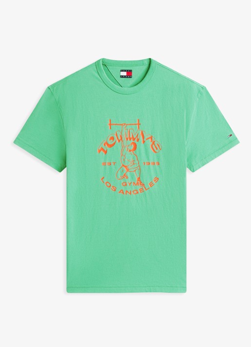 Tommy Hilfiger T-shirt met logoprint - voorkant groen