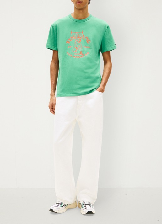 Tommy Hilfiger T-shirt met logoprint - voorkant 2 groen