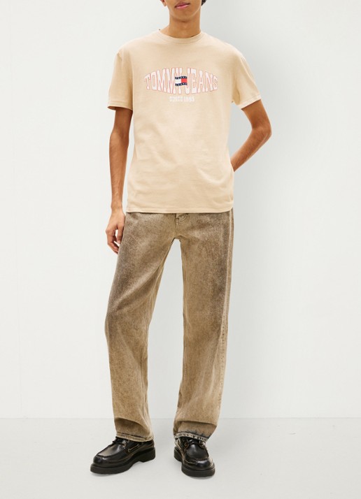 Tommy Hilfiger T-shirt met logoprint - voorkant 5 goud