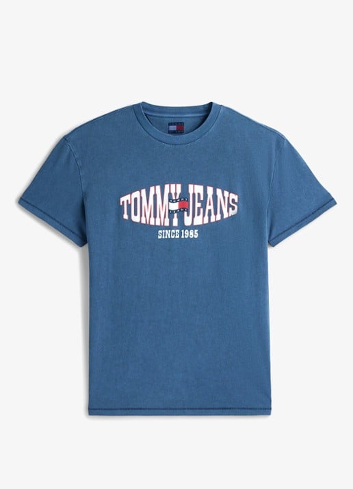 Tommy Hilfiger T-shirt met logoprint - voorkant blauw