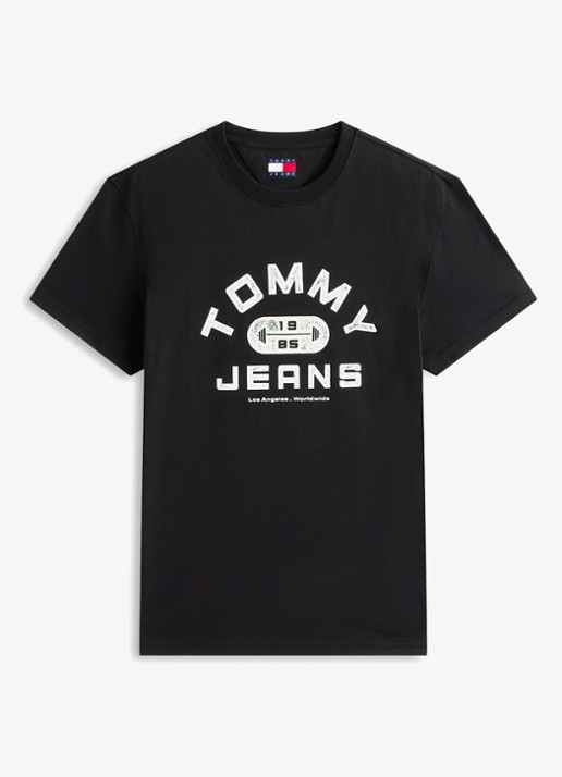 Tommy Hilfiger T-shirt met logoprint - voorkant 2 zwart