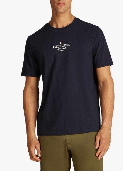 Tommy Hilfiger T-shirt met logoprint - detail 4 donkerblauw