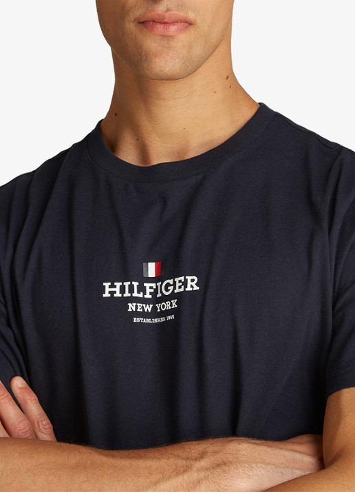 Tommy Hilfiger T-shirt met logoprint - detail 5 donkerblauw