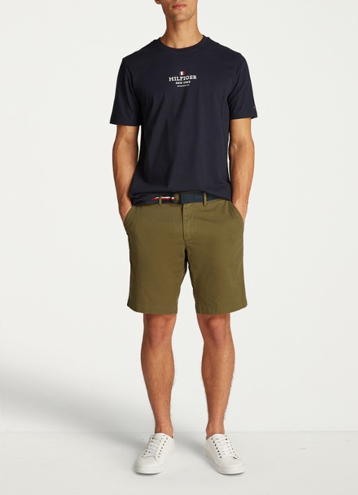 Tommy Hilfiger T-shirt met logoprint - voorkant 2 donkerblauw