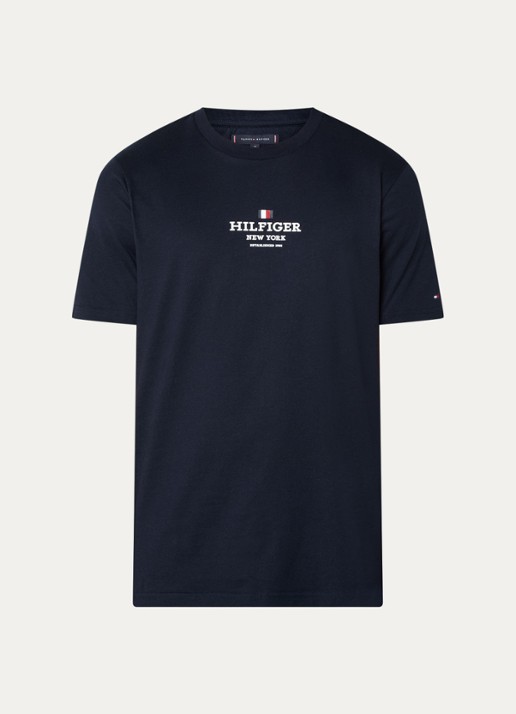 Tommy Hilfiger T-shirt met logoprint - voorkant 3 donkerblauw