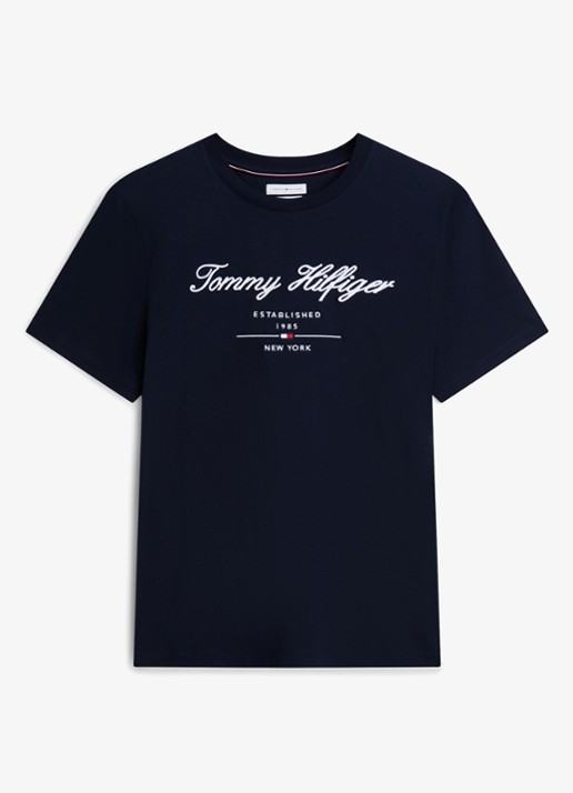 Tommy Hilfiger T-shirt met logoprint - voorkant 5 donkerblauw