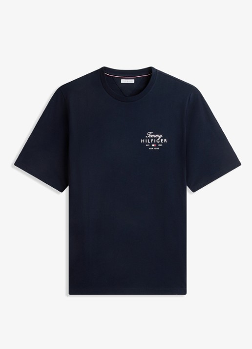 Tommy Hilfiger T-shirt met logoprint - voorkant 2 blauw