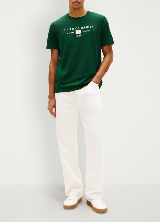 Tommy Hilfiger T-shirt met logoprint - voorkant 5 groen