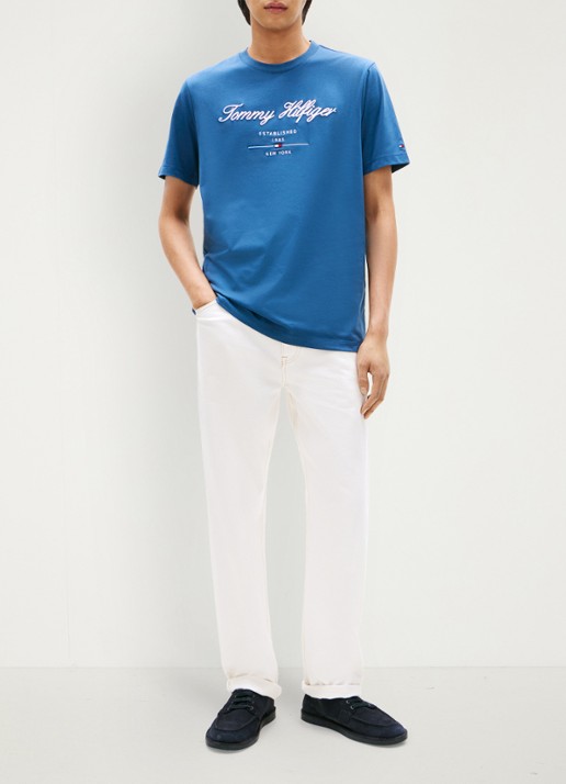 Tommy Hilfiger T-shirt met logoprint - voorkant 5 blauw