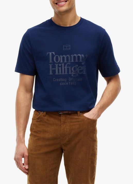 Tommy Hilfiger T-shirt met logoprint - detail donkerblauw