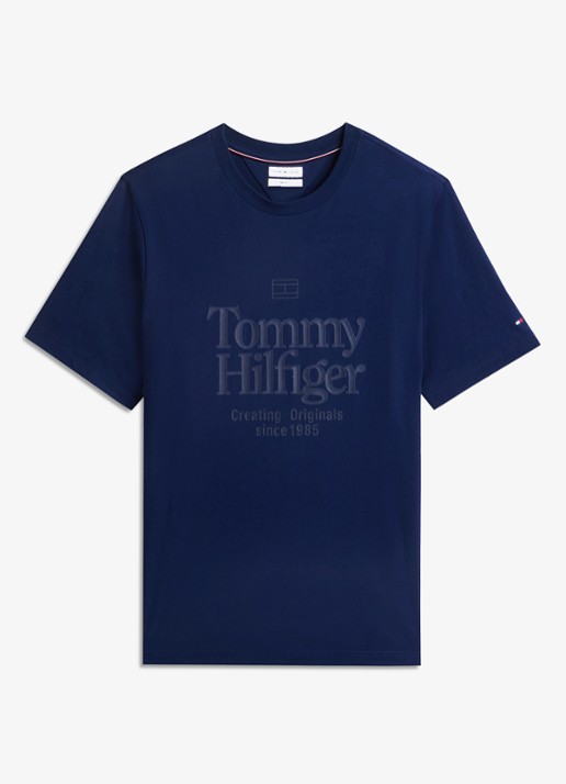 Tommy Hilfiger T-shirt met logoprint - voorkant 4 donkerblauw