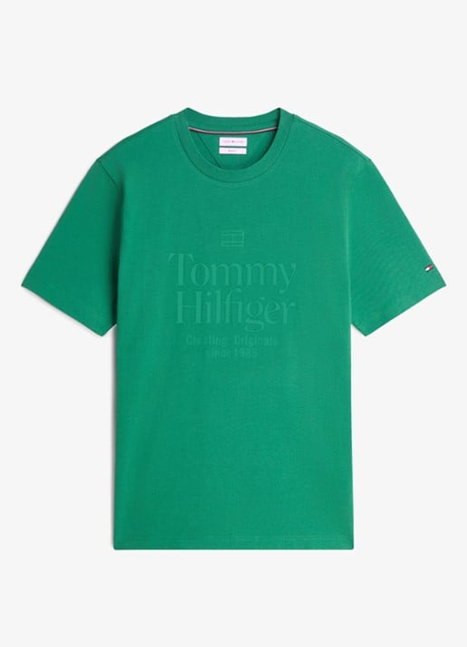 Tommy Hilfiger T-shirt met logoprint - voorkant groen