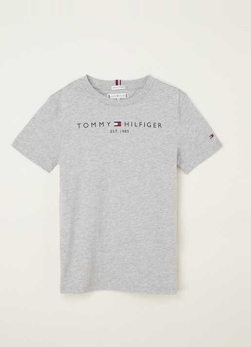 Tommy Hilfiger T-shirt met logoprint - voorkant grijsmele