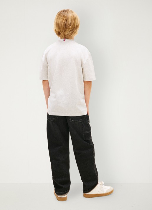 Tommy Hilfiger T-shirt met logoprint - achterkant lichtgrijs