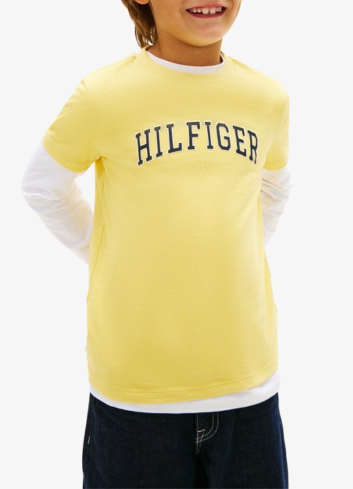 Tommy Hilfiger T-shirt met logoprint - detail 4 geel