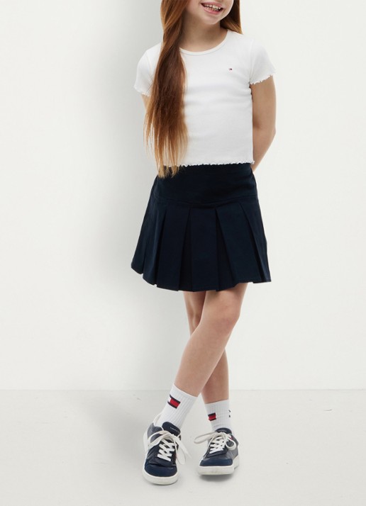Tommy Hilfiger T-shirt met ribstructuur en logo - voorkant 5 wit