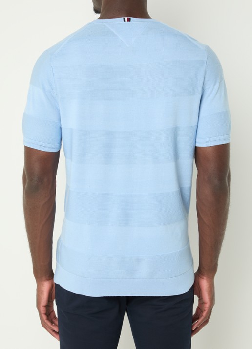 Tommy Hilfiger T-shirt met ribstructuur - achterkant 2 lichtblauw