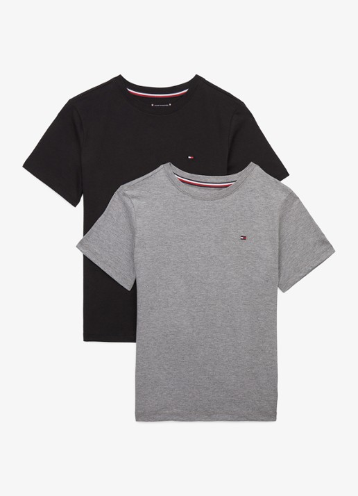Tommy Hilfiger T-shirt met ronde hals in 2-pack - achterkant 2 grijsmele