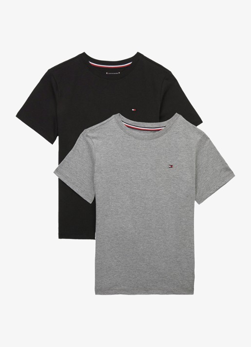 Tommy Hilfiger T-shirt met ronde hals in 2-pack - detail grijsmele