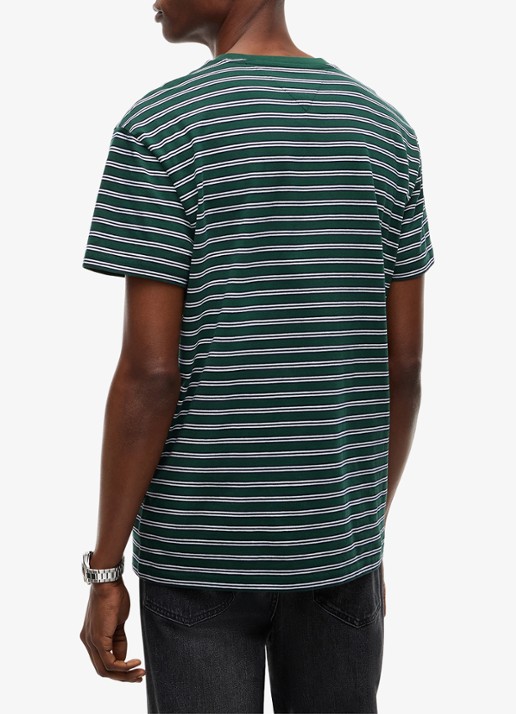 Tommy Hilfiger T-shirt met streepdessin  - achterkant 3 groen