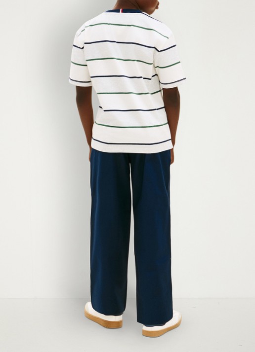 Tommy Hilfiger T-shirt met streepprint en logo - achterkant 5 donkerblauw