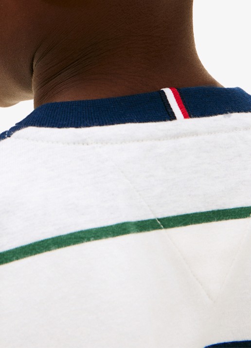 Tommy Hilfiger T-shirt met streepprint en logo - detail 4 donkerblauw