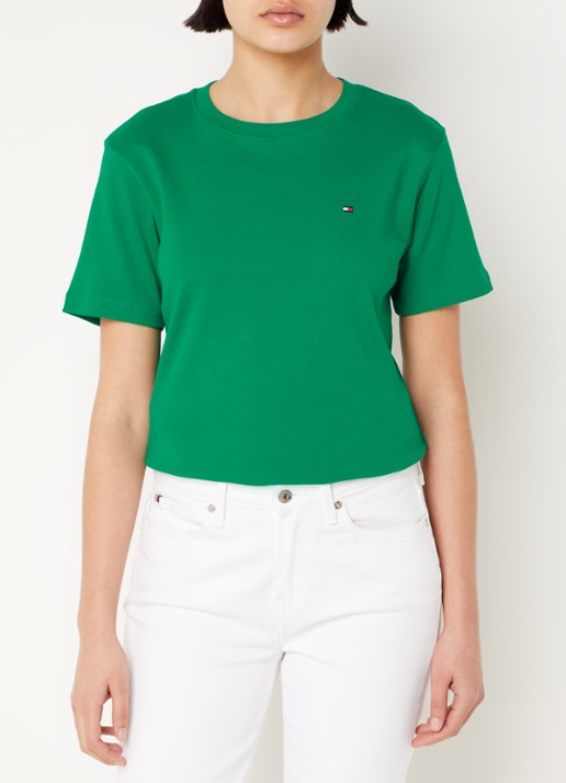 Tommy Hilfiger T-shirt met streepprint - detail olympic green / groen