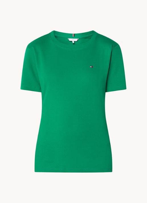 Tommy Hilfiger T-shirt met streepprint - voorkant 4 olympic green / groen