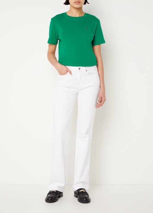 Tommy Hilfiger T-shirt met streepprint - voorkant 5 olympic green / groen