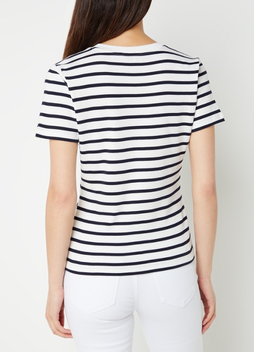 Tommy Hilfiger T-shirt met streepprint - achterkant breton ecru/dessert sky / wit