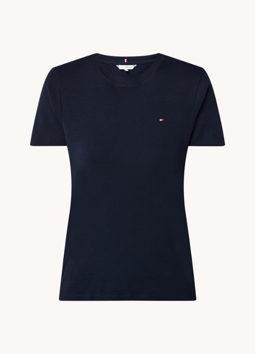 Tommy Hilfiger T-shirt met streepprint - voorkant 3 desert sky / blauw