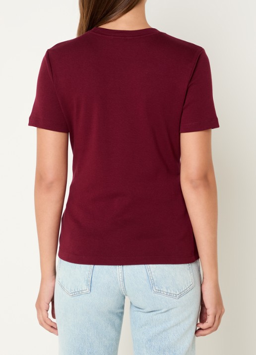 Tommy Hilfiger T-shirt met streepprint - achterkant 4 deep rouge / rood