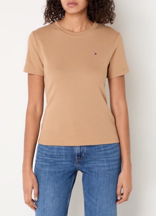 Tommy Hilfiger T-shirt met streepprint - detail safari canvas / beige