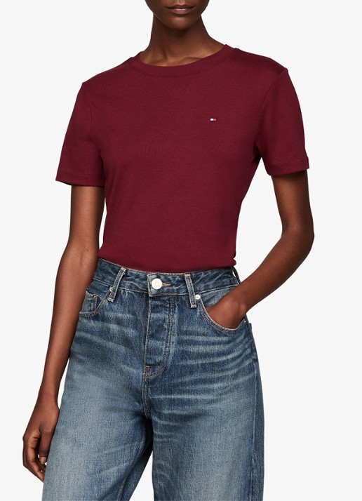 Tommy Hilfiger T-shirt met streepprint - detail 2 deep rouge / rood