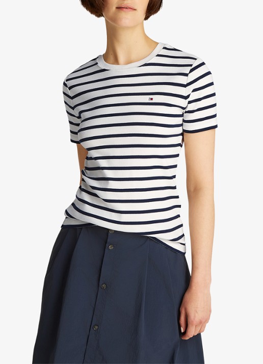 Tommy Hilfiger T-shirt met streepprint - detail breton dark navy / blauw