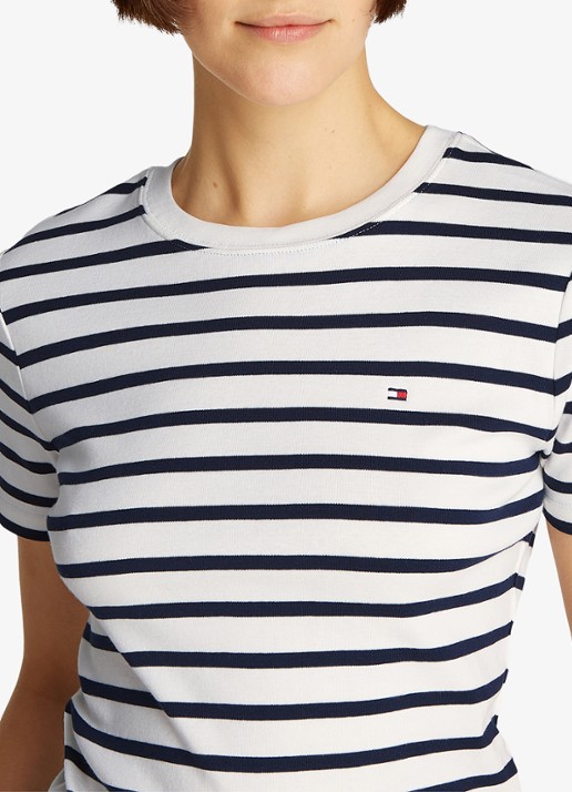 Tommy Hilfiger T-shirt met streepprint - detail 2 breton dark navy / blauw