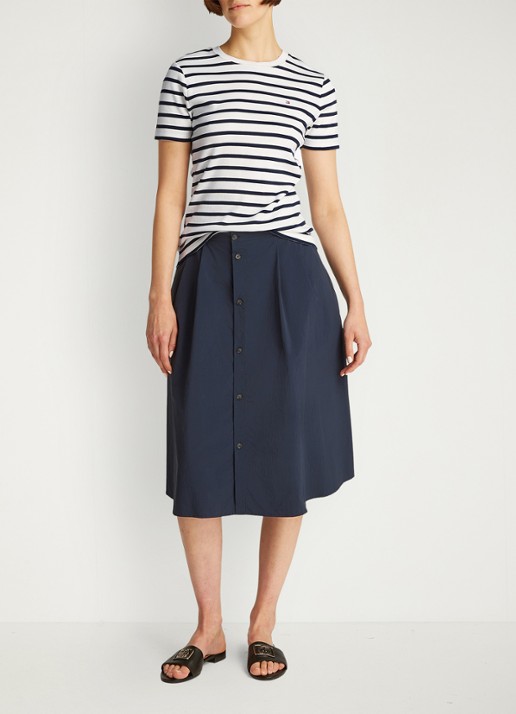 Tommy Hilfiger T-shirt met streepprint - voorkant 5 breton dark navy / blauw