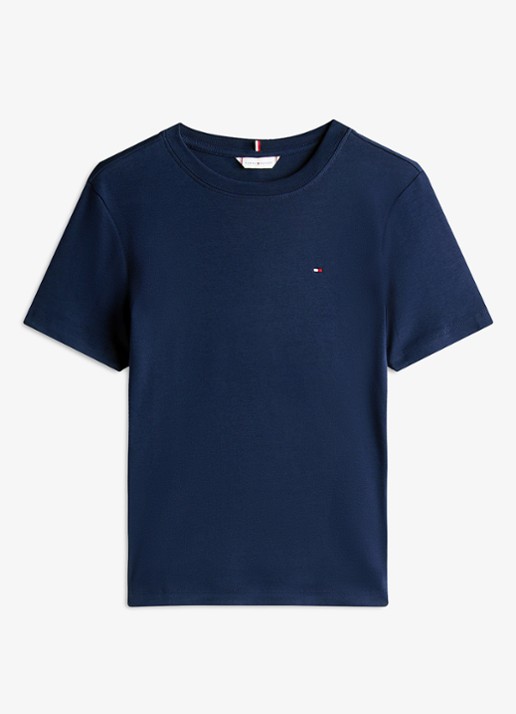 Tommy Hilfiger T-shirt met streepprint - voorkant dark night navy / blauw