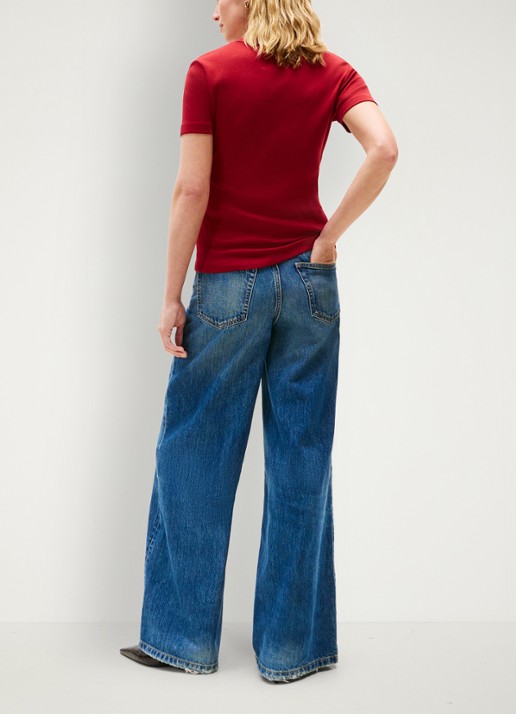 Tommy Hilfiger T-shirt met streepprint - achterkant regatta red / rood