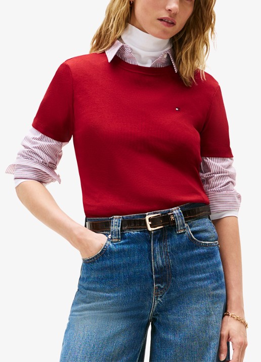 Tommy Hilfiger T-shirt met streepprint - detail 2 regatta red / rood