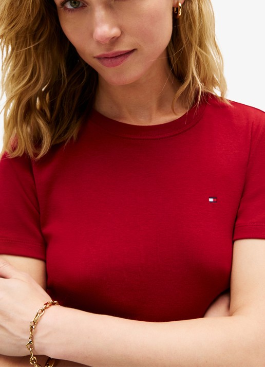 Tommy Hilfiger T-shirt met streepprint - detail 3 regatta red / rood