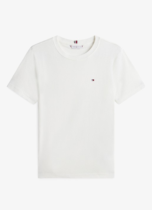 Tommy Hilfiger T-shirt met streepprint - voorkant 3 gebroken wit