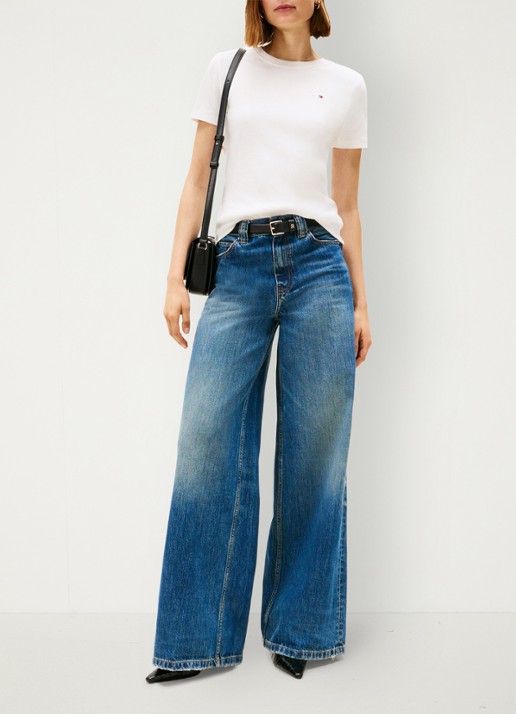 Tommy Hilfiger T-shirt met streepprint - voorkant 4 gebroken wit