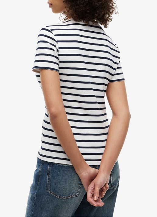 Tommy Hilfiger T-shirt met streepprint - achterkant 4 breton ecru dark night / donkerblauw