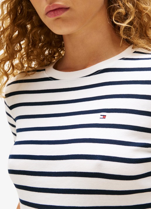 Tommy Hilfiger T-shirt met streepprint - detail 3 breton ecru dark night / donkerblauw
