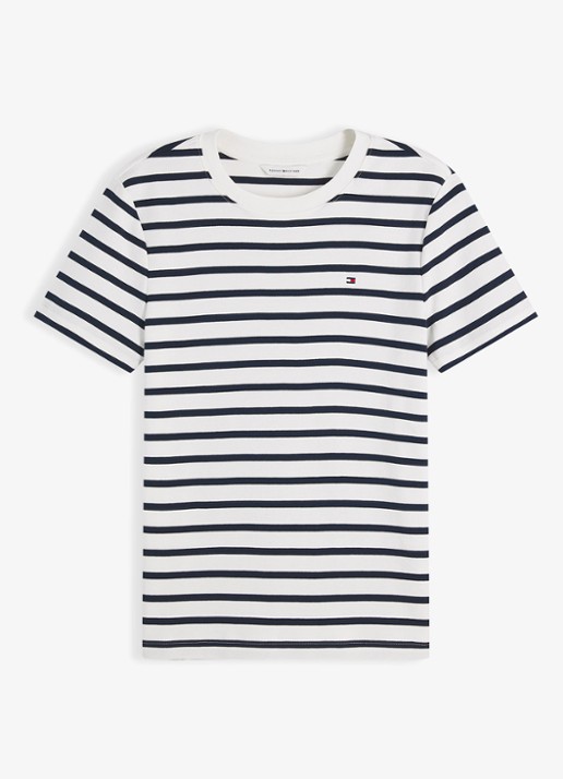 Tommy Hilfiger T-shirt met streepprint - voorkant 5 breton ecru dark night / donkerblauw
